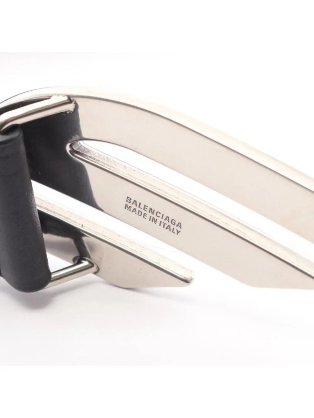 Balenciaga Belt Logo Buckle Silver Leather